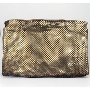 Vintage Gold Mesh Clutch Whiting And Davis Zip Top Evening Bag Hand Held 6.5"